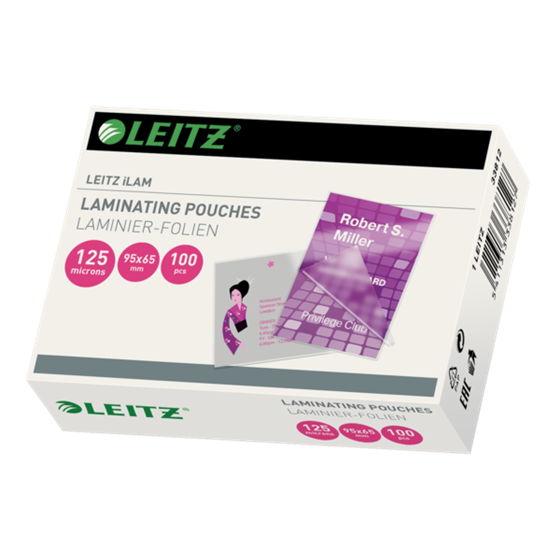 Bolsas De Plastificación Ilam De Leitz, 95 X 65 Mm, 125 Micras Transparente