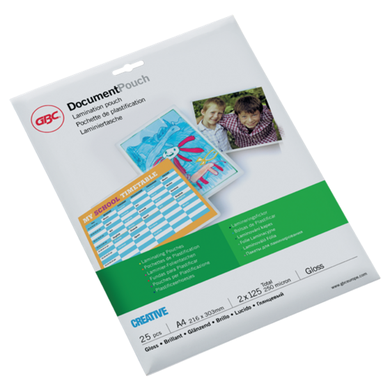 Carteras plastificación GBC DIN A4 (216X303) mini pack 2X125 mic. (Caja 25) 
