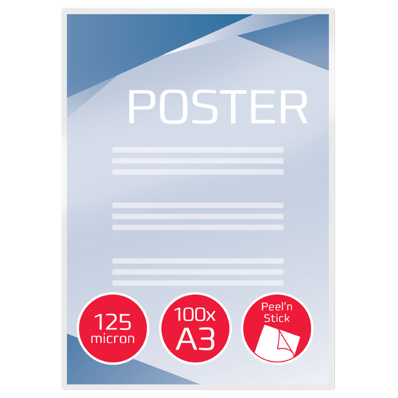 Carteras plastificación GBC DIN A3 autoadhesiva (303X426) 2X125 mic. (Caja 100) 