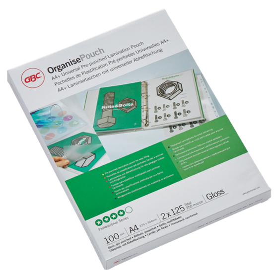Carteras plastificación GBC FILEX DIN A4 (216X303) 2X125 mic. (Caja 100) 