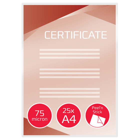 Carteras plastificación GBC DIN A4 autoadhesiva (216X303) 2X75 mic. (Caja 25) 