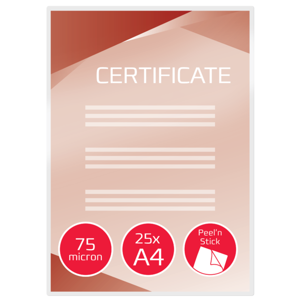 Carteras plastificación GBC DIN A4 autoadhesiva (216X303) 2X75 mic. (Caja 25) 