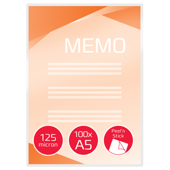 Carteras plastificación GBC DIN A5 autoadhesiva (154X216) 2X125 mic. (Caja 100) 