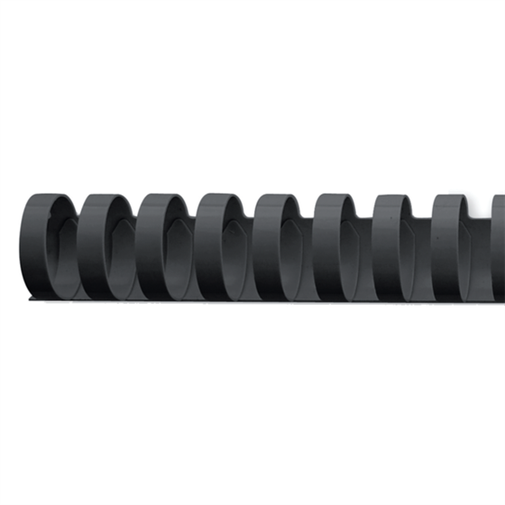Canutillo plástico DIN A4 GBC 19 mm (Caja 100), negro