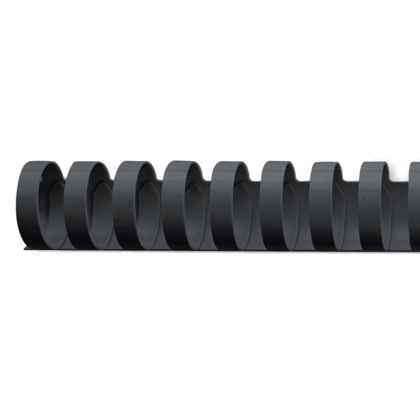 Canutillo plástico DIN A4 GBC 19 mm (Caja 100), negro