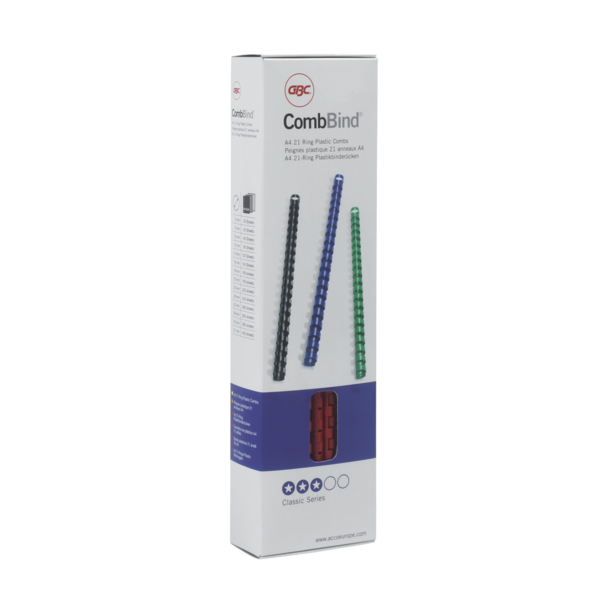 Canutillo plástico DIN A4 GBC 6 mm (Caja 100), rojo