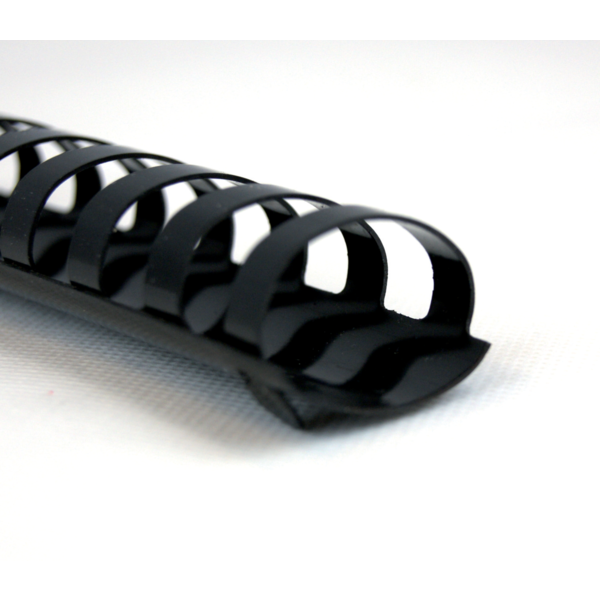 Canutillo plástico DIN A4 GBC 32 mm ovalados (Caja 50), negro