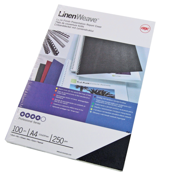 Portada Encuadernar Gbc Linenweave Negro 250 grs DIN A4 (Pack 100)