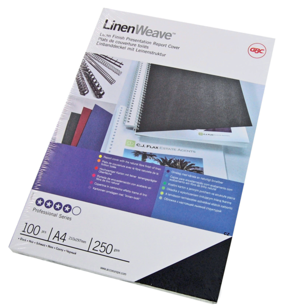 Portada Encuadernar Gbc Linenweave Negro 250 grs DIN A4 (Pack 100)