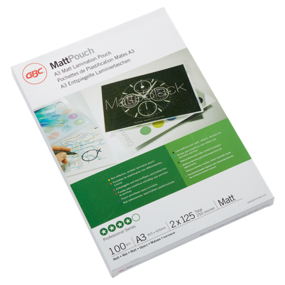 Carteras plastificación GBC DIN A3 mate (303X426) 2X125 mic. (Caja 100) 