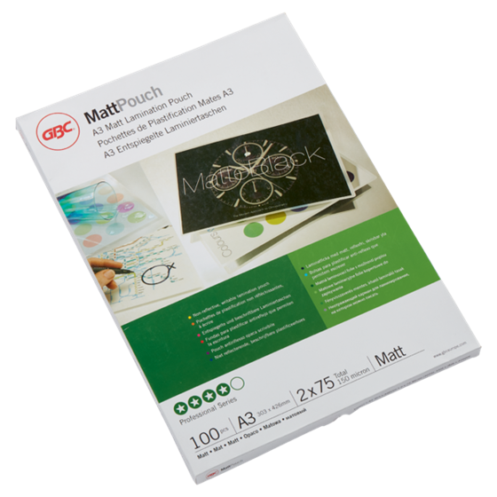 Carteras plastificación GBC DIN A3 mate (303X426) 2X75 mic. (Caja 100) 