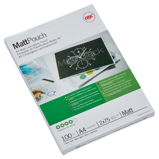 Carteras plastificación GBC DIN A4 mate (216X303) 2X75 mic. (Caja 100) 