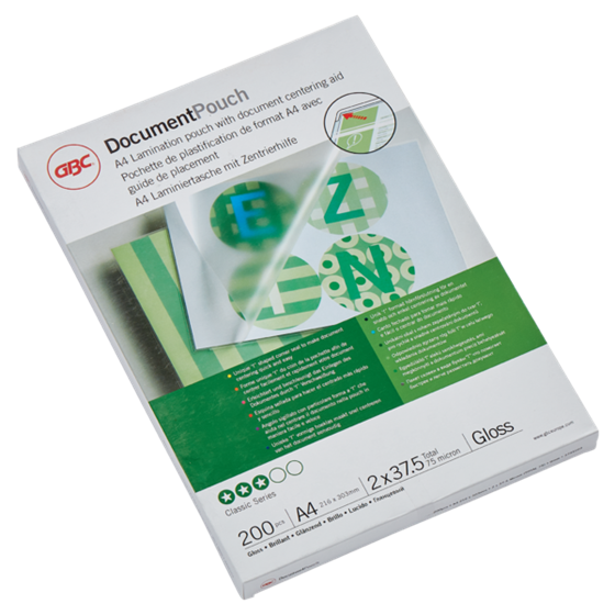 Carteras plastificación GBC DIN A4 (216X303) 2X37,5 mic. (Caja 200) 