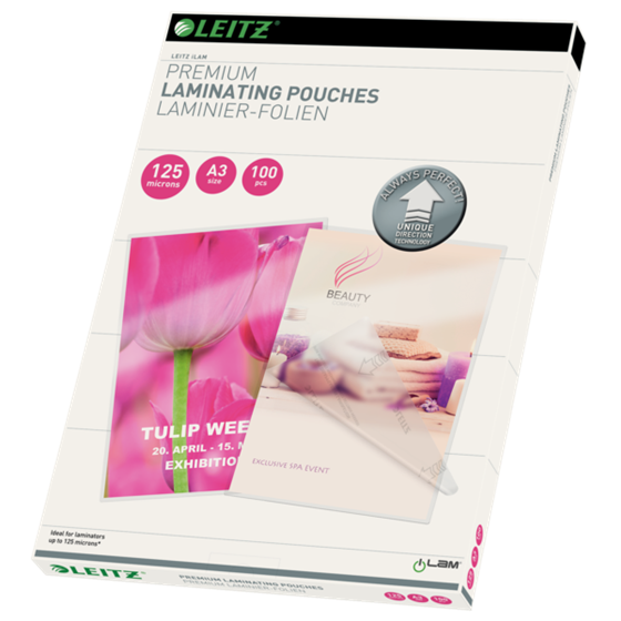 Bolsas De Plastificación Prémium Ilam De Leitz Con Udt A3, 125 Micras Cristal