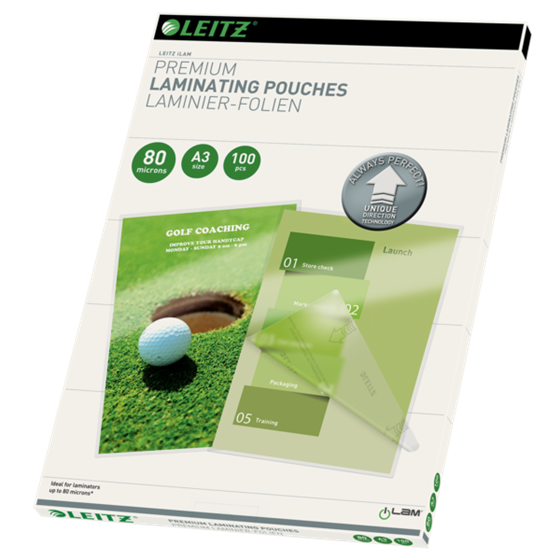 Bolsas De Plastificación Prémium Ilam De Leitz Con Udt A3, 80 Micras Cristal