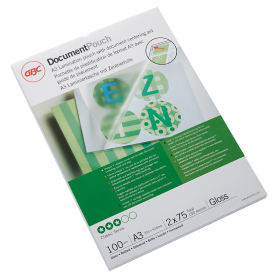 Carteras plastificación GBC DIN A3 (303X426) 2X75 mic. (Caja 100) 