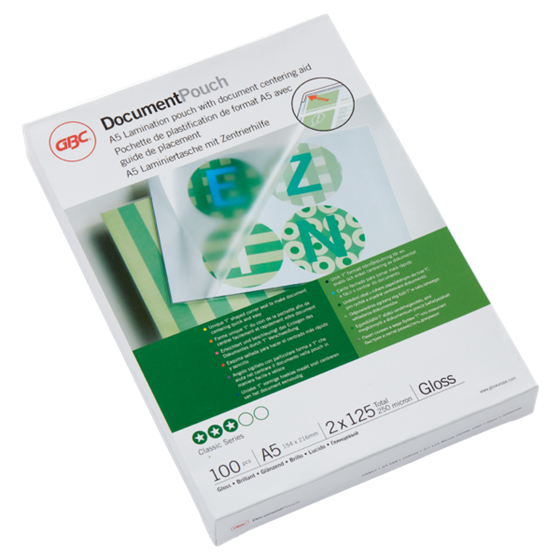 Carteras plastificación GBC DIN A5 (154X216) 2X125 mic. (Caja 100) 