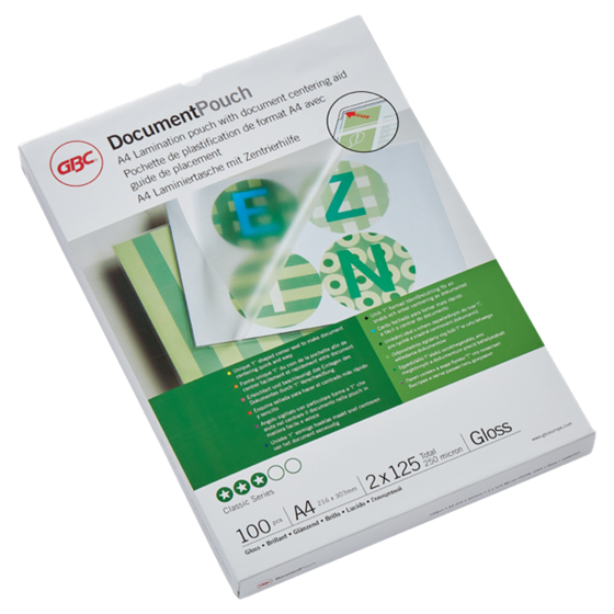 Carteras plastificación GBC DIN A4 (216X303) 2X125 mic. (Caja 100) 