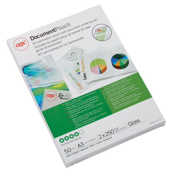 Carteras plastificación GBC DIN A3 (303X426) 2X250 mic. (Caja 50) 