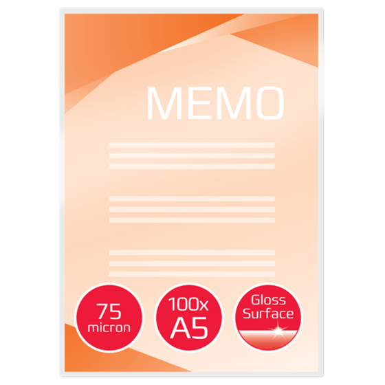 Carteras plastificación GBC DIN A5 (154X216) 2X75 mic. (Caja 100) 