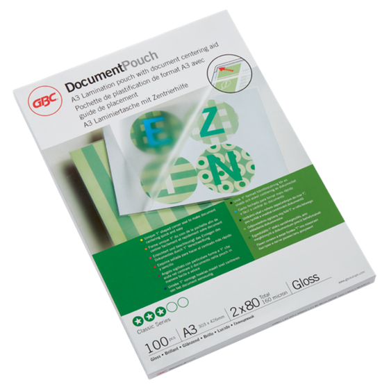 Carteras plastificación GBC DIN A3 (303X426) 2X80 mic. (Caja 100) 
