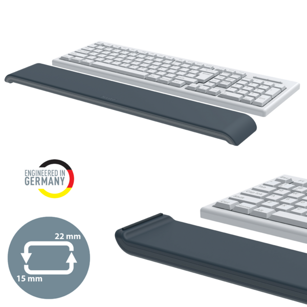 Reposamuñecas Ajustable Para Teclado Leitz Ergo Gris Oscuro