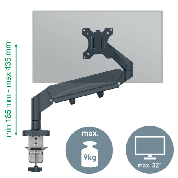 Brazo Para Un Monitor Leitz Ergo Space Saving Gris Oscuro