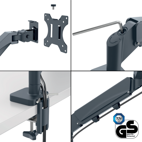 Brazo Para Un Monitor Leitz Ergo Space Saving Gris Oscuro