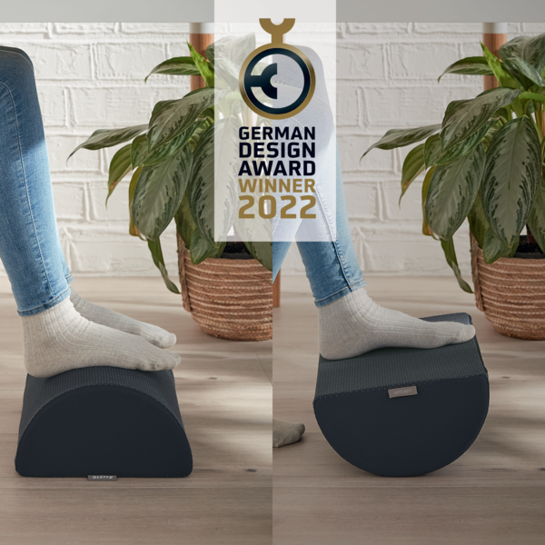 Reposapiés De Escritorio Leitz Ergo Cosy Gris Terciopelo