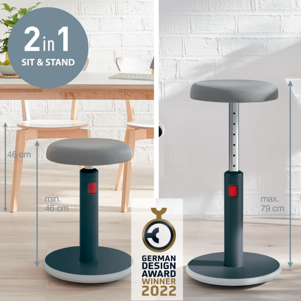 Taburete Leitz Ergo Cosy Active Gris Terciopelo