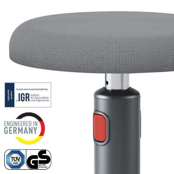 Taburete Leitz Ergo Cosy Active Gris Terciopelo