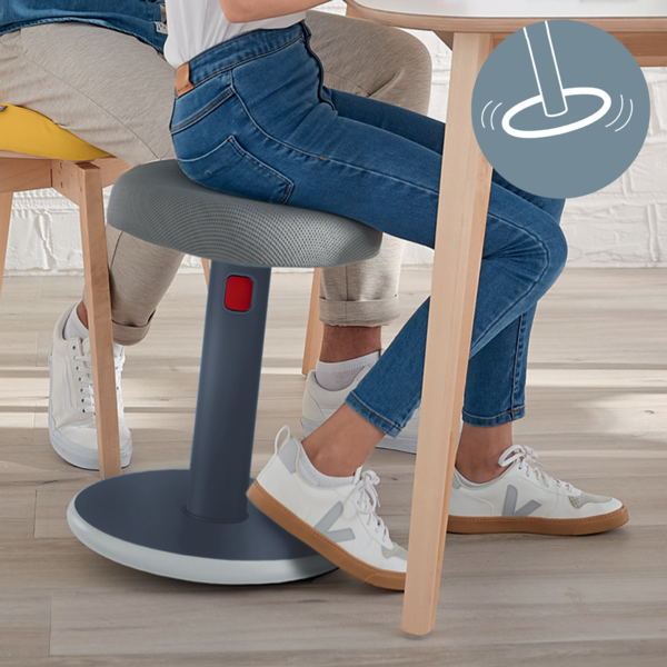 Taburete Leitz Ergo Cosy Active Gris Terciopelo