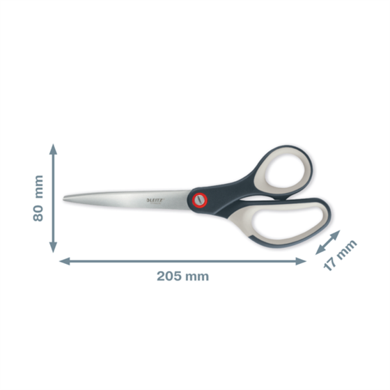 Tijeras de oficina de titanio Leitz Cosy Gris terciopelo 20,5 cm.