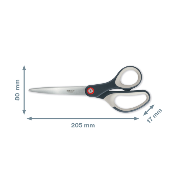 Tijeras de oficina de titanio Leitz Cosy Gris terciopelo 20,5 cm.