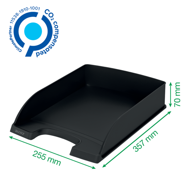 Bandeja porta documentos Leitz Recycle, con compensación de CO2 Negro A4+