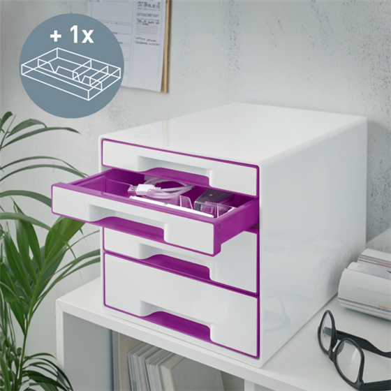 Buc de cajones WOW CUBE de Leitz Púrpura 2x An. x Al. x Pr.: 245 x 34 x 325 mm, 2x 245 x 71 x 325 mm A4 Maxi