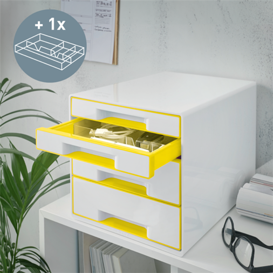 Buc de cajones WOW CUBE de Leitz Amarillo 2x An. x Al. x Pr.: 245 x 34 x 325 mm, 2x 245 x 71 x 325 mm A4 Maxi