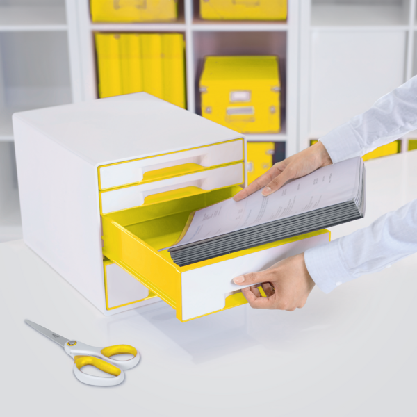 Buc de cajones WOW CUBE de Leitz Amarillo 2x An. x Al. x Pr.: 245 x 34 x 325 mm, 2x 245 x 71 x 325 mm A4 Maxi