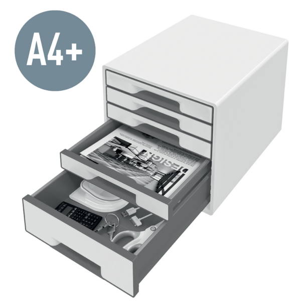 Buc de cajones WOW CUBE de Leitz Negro 4x An. x Al. x Pr.: 245 x 34 x 325 mm, 1x 245 x 71 x 325 mm A4 Maxi