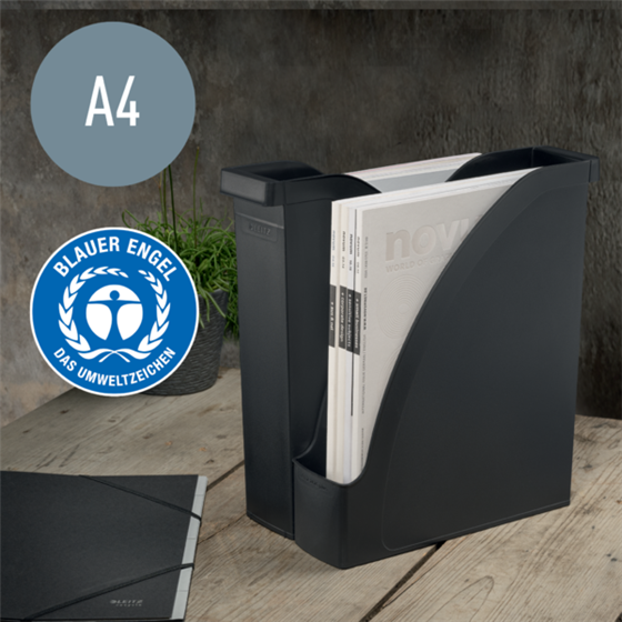 Revistero Leitz Recycle, con CO2 compensado Negro