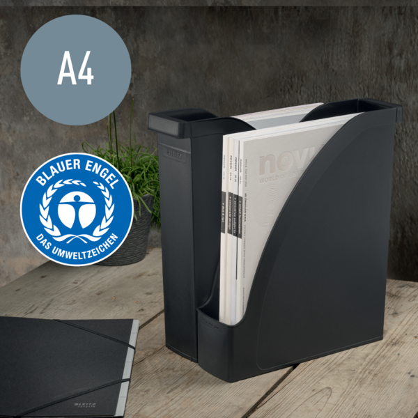 Revistero Leitz Recycle, con CO2 compensado Negro
