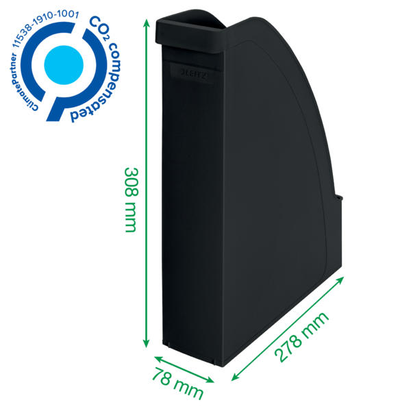 Revistero Leitz Recycle, con CO2 compensado Negro