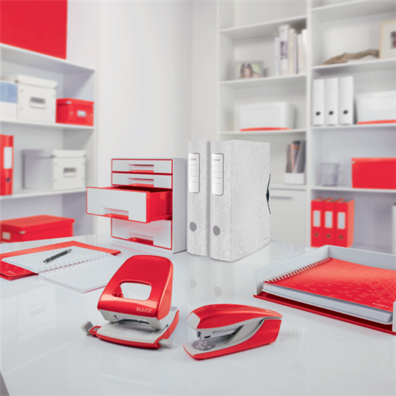 Bandeja de sobremesa WOW de Leitz con combinación dual de color Rojo A4