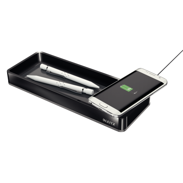 Organizador de escritorio de Leitz con cargador inalámbrico Negro