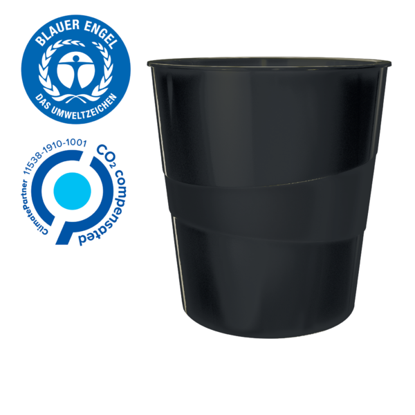 Papelera Leitz Recycle, con compensación de CO2 Negro 15 l.