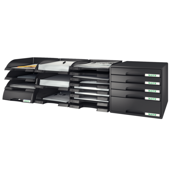 Bandeja portadocumentos Plus de Leitz, Slim Negro A4