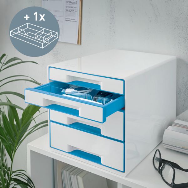 Buc de cajones WOW CUBE de Leitz Azul 2x An. x Al. x Pr.: 245 x 34 x 325 mm, 2x 245 x 71 x 325 mm A4 Maxi