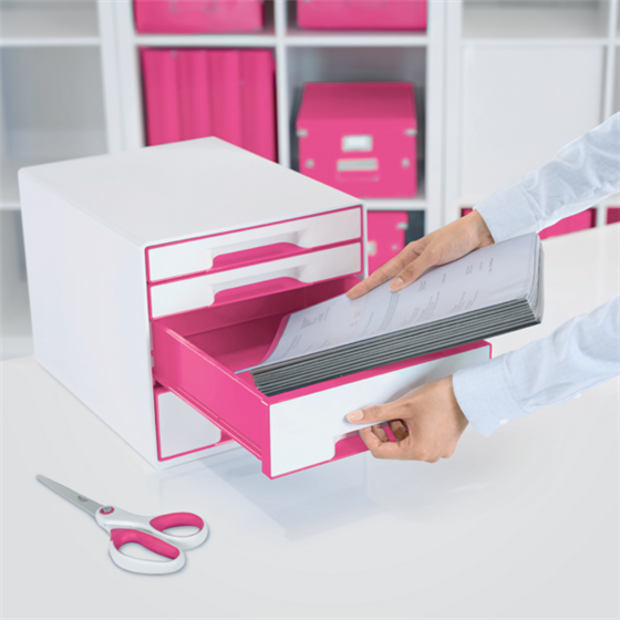 Buc de cajones WOW CUBE de Leitz Fucsia 2x An. x Al. x Pr.: 245 x 34 x 325 mm, 2x 245 x 71 x 325 mm A4 Maxi