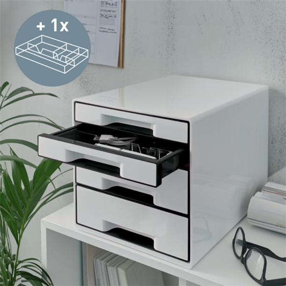 Buc de cajones WOW CUBE de Leitz Negro 2x An. x Al. x Pr.: 245 x 34 x 325 mm, 2x 245 x 71 x 325 mm A4 Maxi