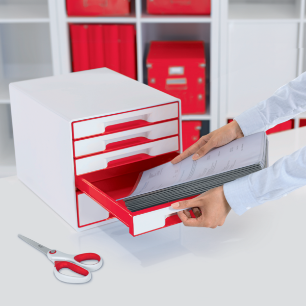 Buc de cajones WOW CUBE de Leitz Rojo 4x An. x Al. x Pr.: 245 x 34 x 325 mm, 1x 245 x 71 x 325 mm A4 Maxi